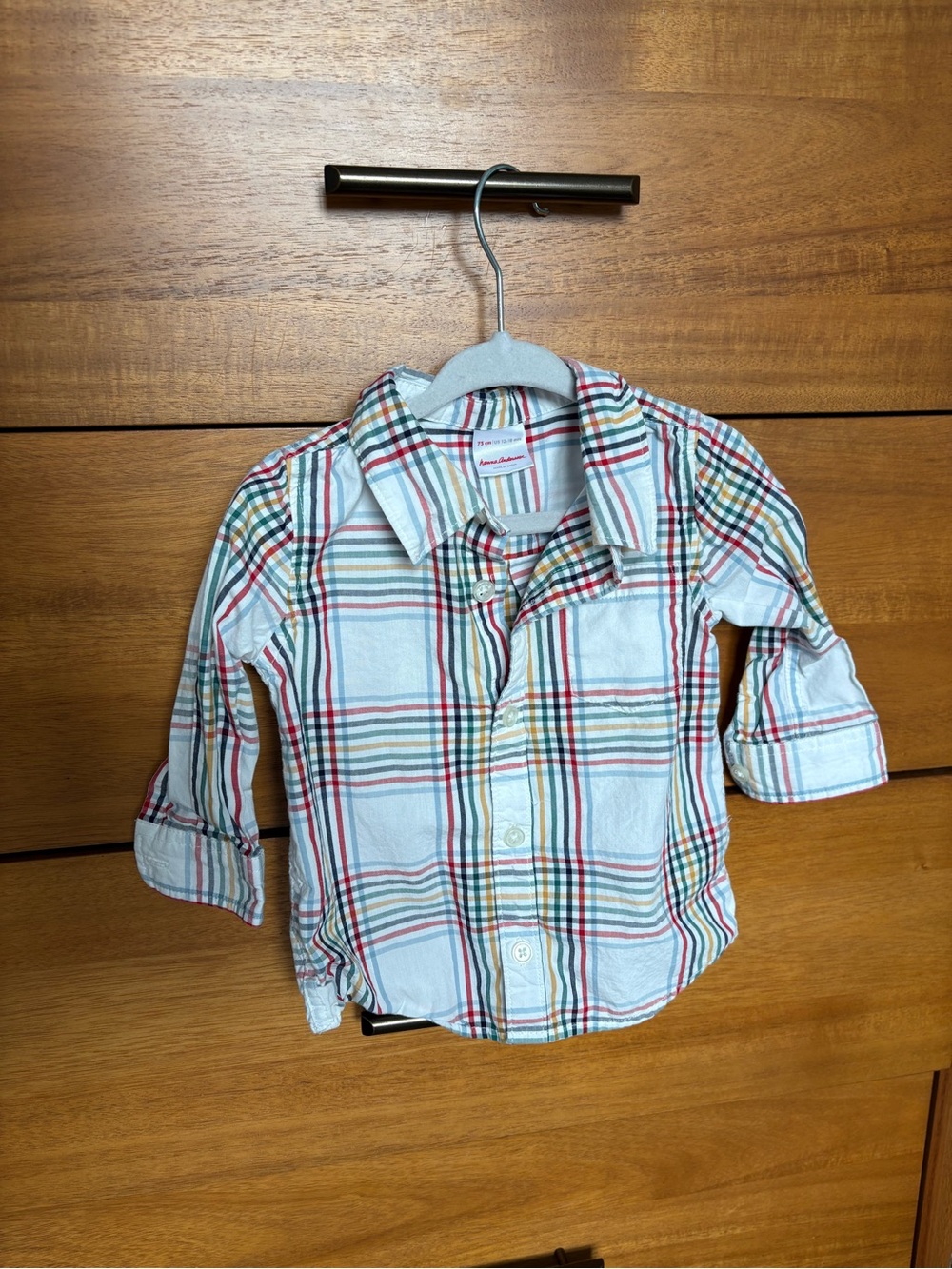 Hanna Andersson baby boy plaid shirt, sz 12-18 months